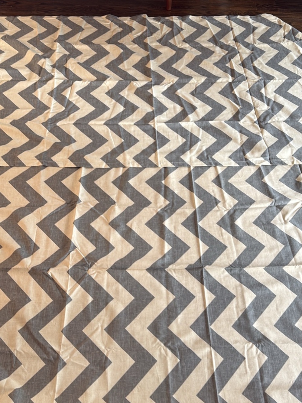 2 West Elm Gray and Beige Chevron Cotton curtains 48x84